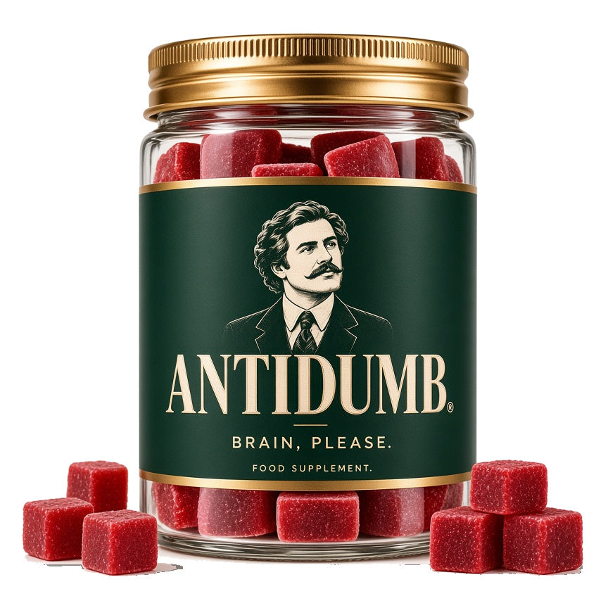 One jar of ANTIDUMB berry gummies
