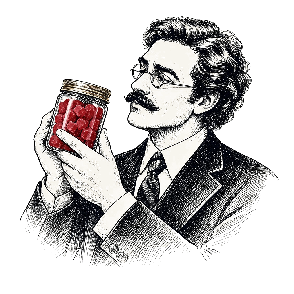 Engraving of a man turning the jar
